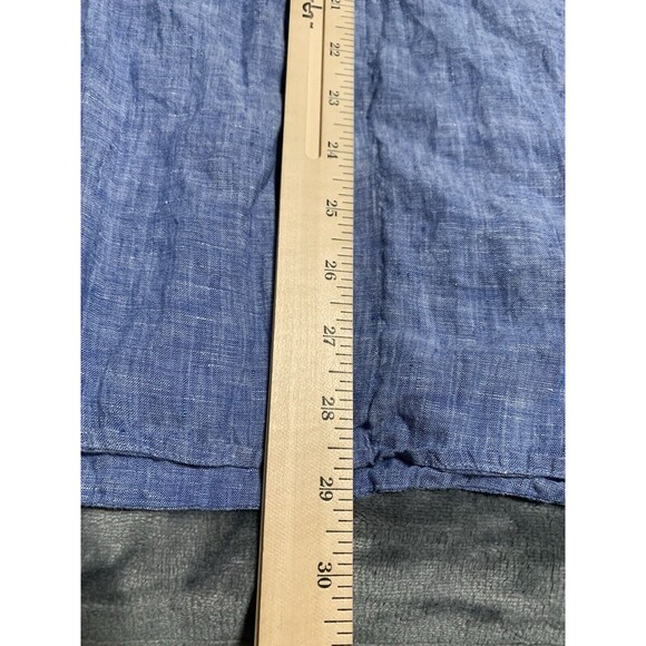 Joseph Abboud Linen Button-Up Shirt Men's XL Long Sleeve Heather Blue Flip Cuff - Picture 15 of 16